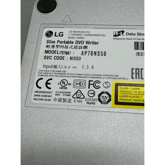 LG SuperMulti Blade Ultra Slim Portable DVD Writer AP70NS50 READ - Picture 8 of 9